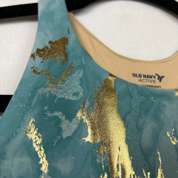 Old Navy High Neck Marble Gold Sports Bra Womens M Goddess Luxe Gym Athleisure - Picture 2 of 10